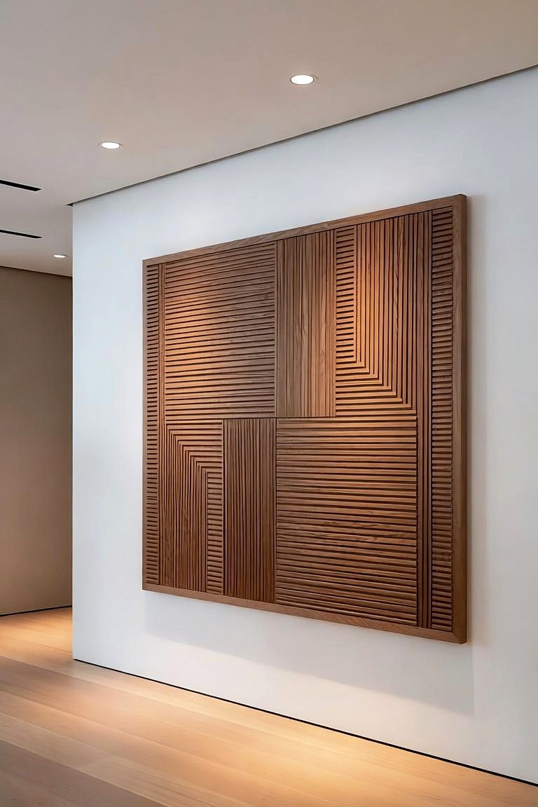 Design rendering of Linear Field: fine-ribbed walnut, quartered in direction